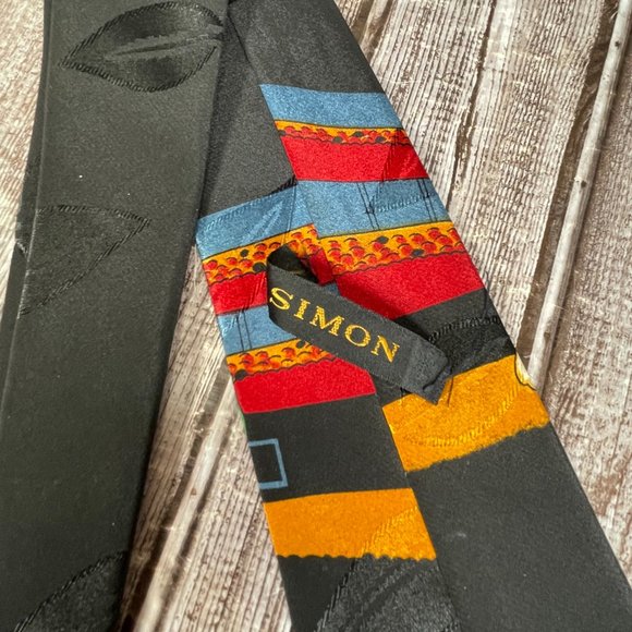 DISNEY By Simon Men Neck Tie Silk Donald Goofy Mickey Baseball Black - Picture 4 of 5